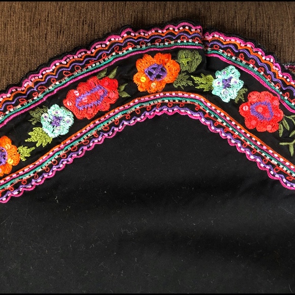 Basil & Maude Black Skirt w/ Sequin Floral/Paisley - Picture 6 of 8